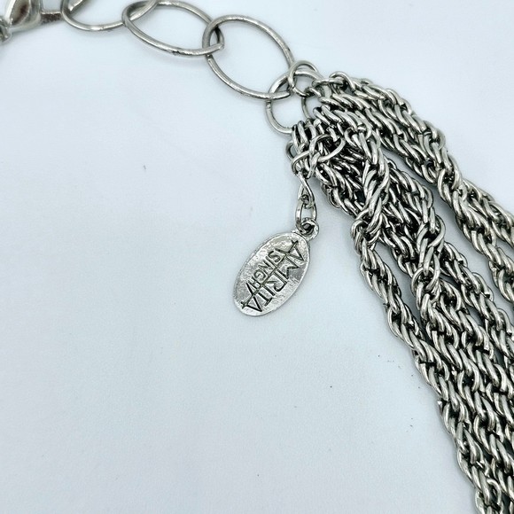 Amrita Singh Necklace Silvertone Twisted Knots Multi Strand Draping Layers 18" - Picture 4 of 11